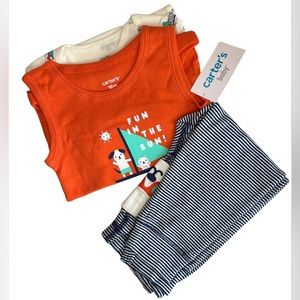 📌Carter's Soft Cotton 3-Piece BabyBoy Set (18 M) Pants-Short Sleeved-Sleeveless